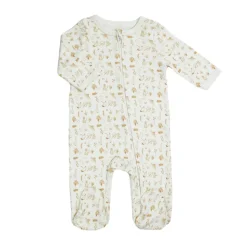 Pyjama coton zip 1 mois aop ecru