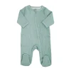 Pyjama coton zip 3 mois sauge