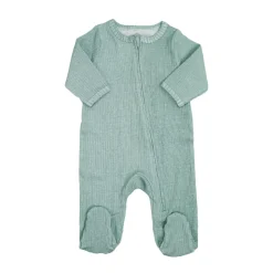 Pyjama coton zip naissance sauge