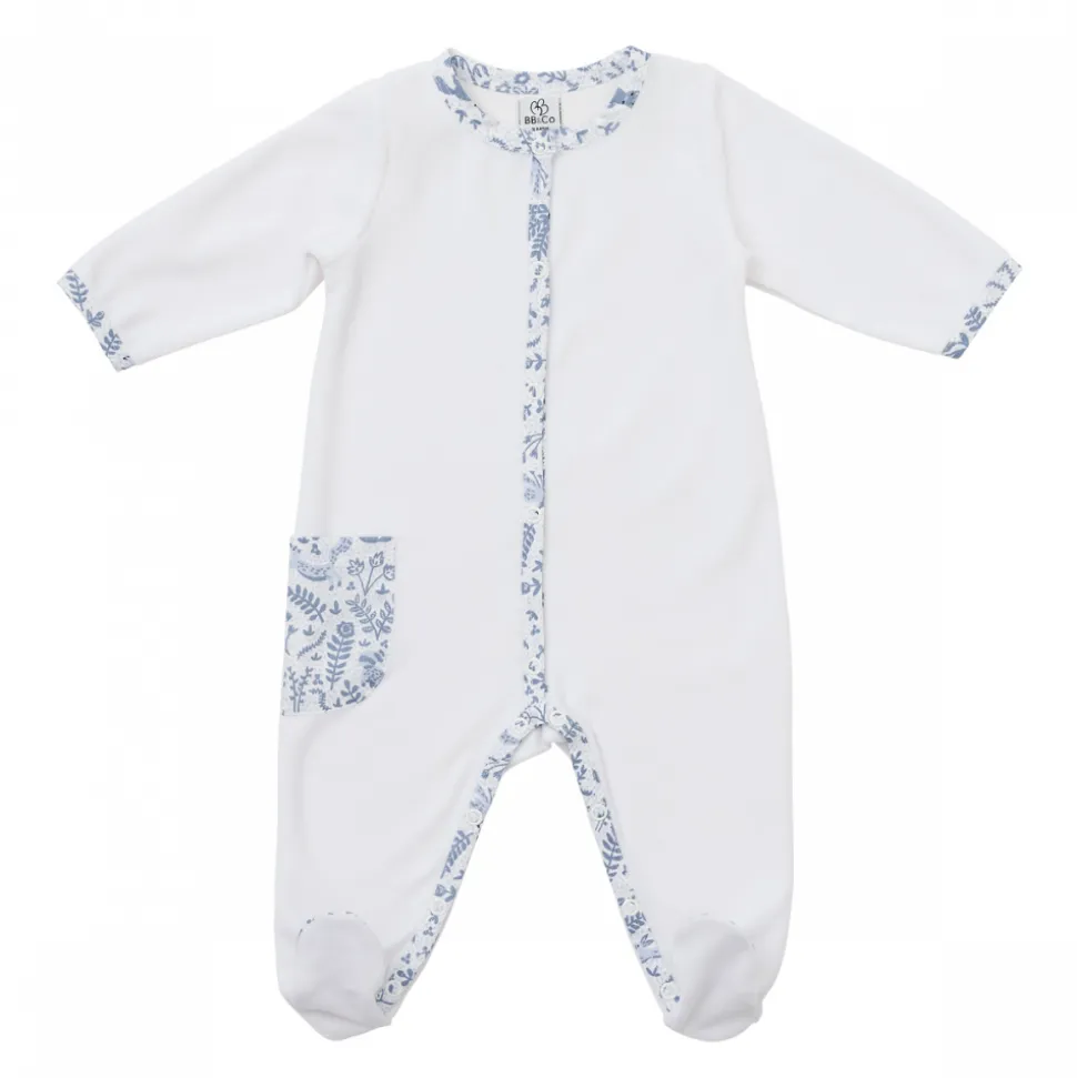 Pyjama hiver en maille bouclette velours blanc - forêt enchantée - 3 mois