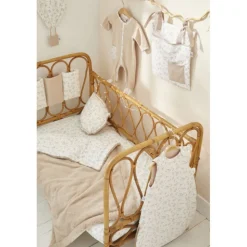 Pyjama hiver en maille bouclette biscuit imprimé feuilles - 3 mois