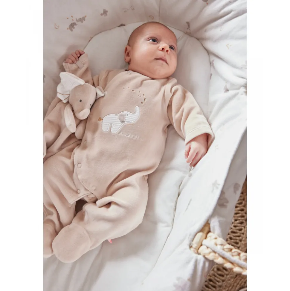 Pyjama velours beige bali 1 mois - bali, moka & snow