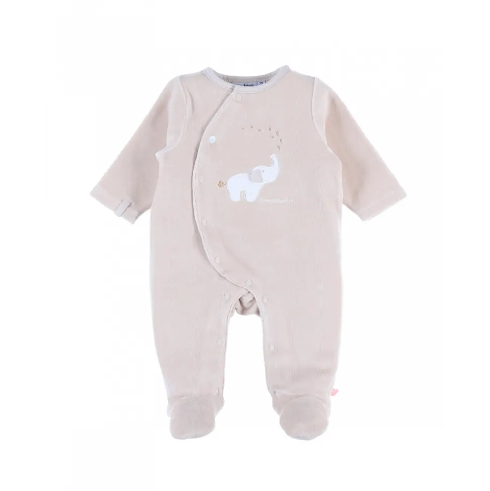 Pyjama velours beige bali 6 mois - bali, moka & snow