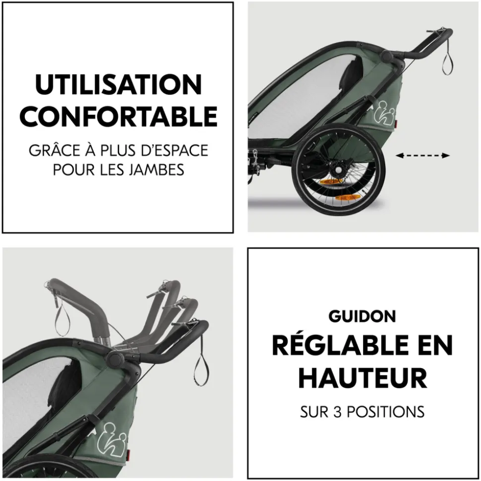 Remorque de vélo byke n walk duo dark green