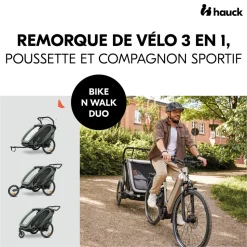 Remorque de vélo byke n walk duo dark green
