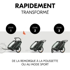 Remorque de vélo byke n walk duo dark green