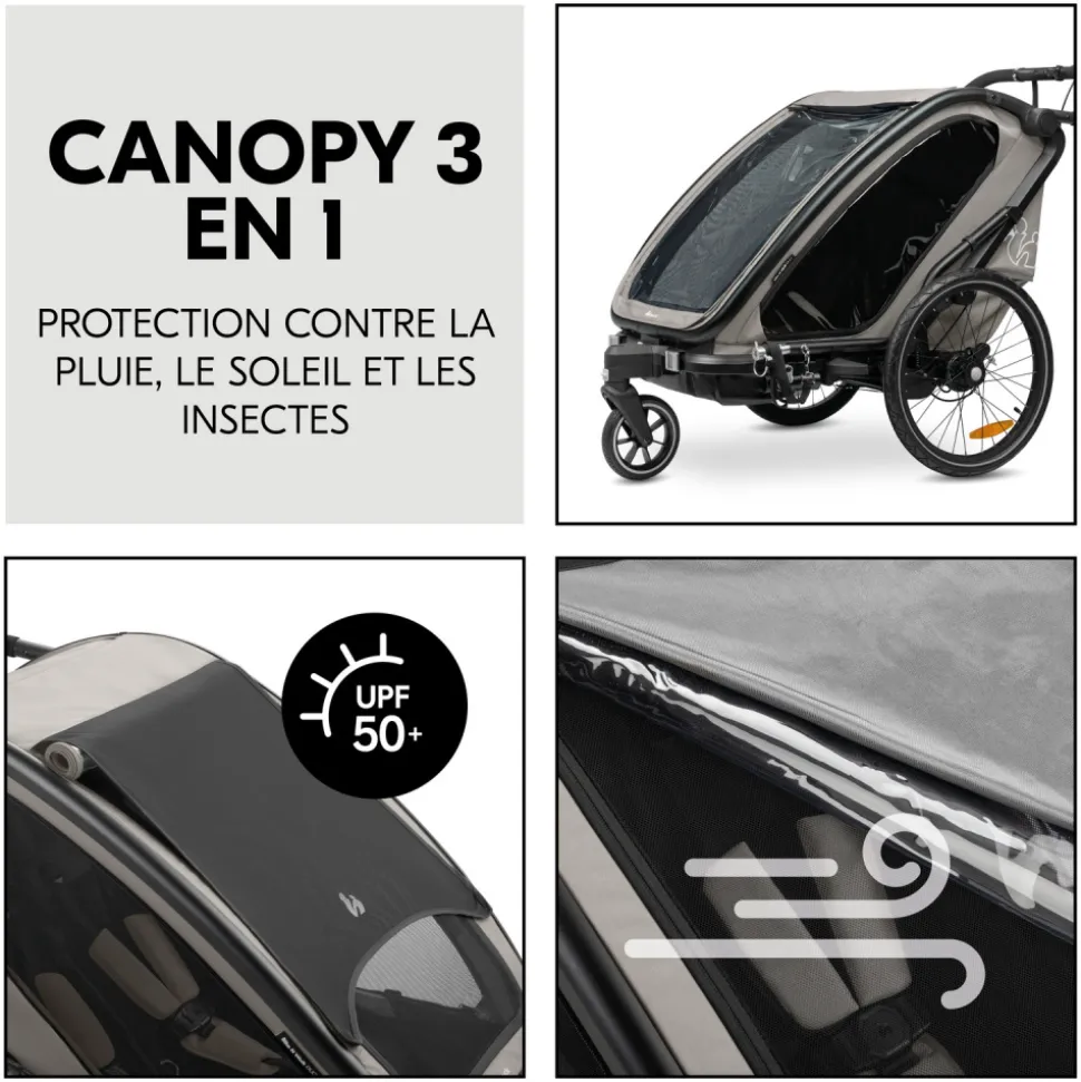 Remorque de vélo dryk duo light grey