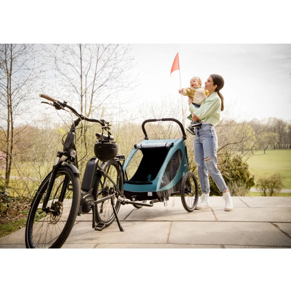 Remorque à vélo dryk duo ocean green