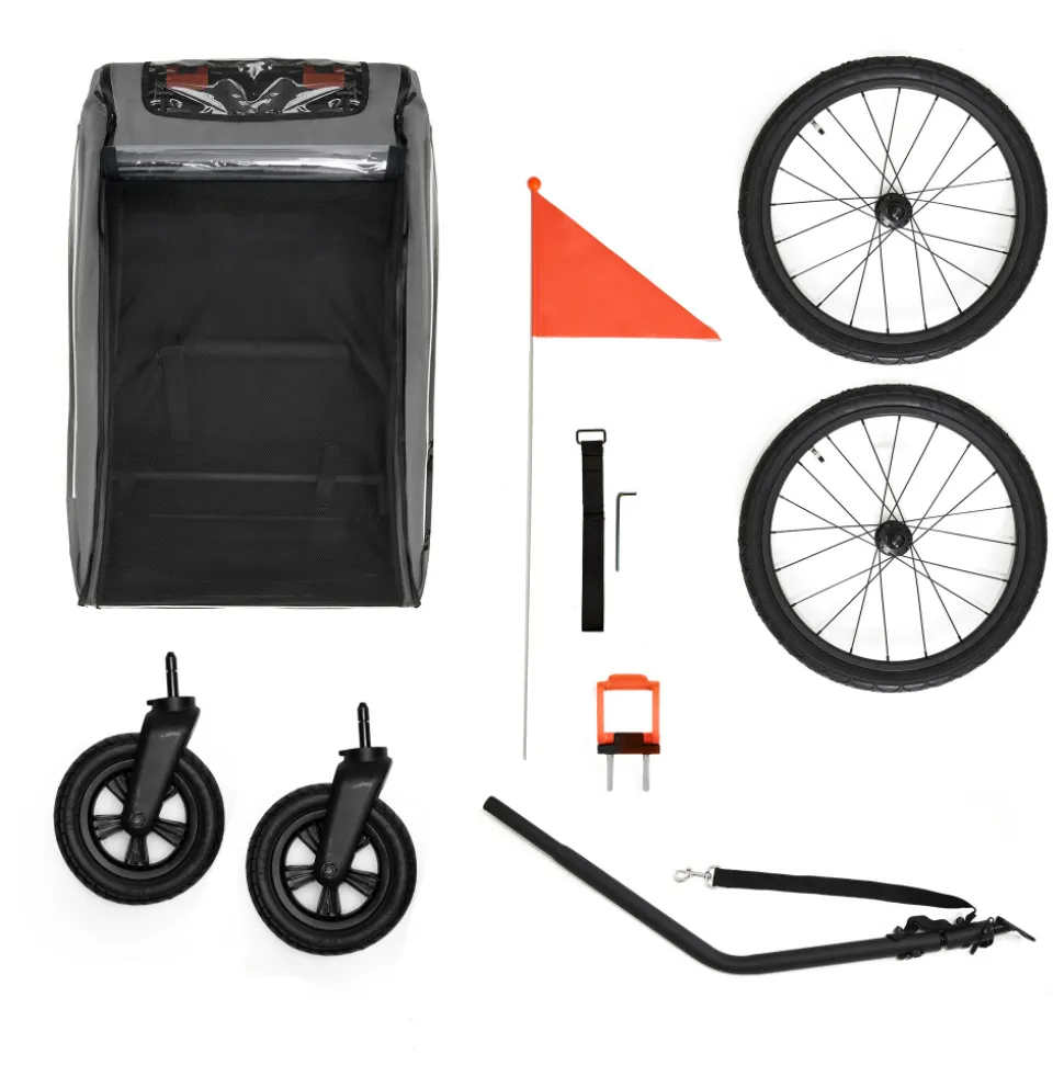 Remorque vélo enfant 2en1 nava walk gris