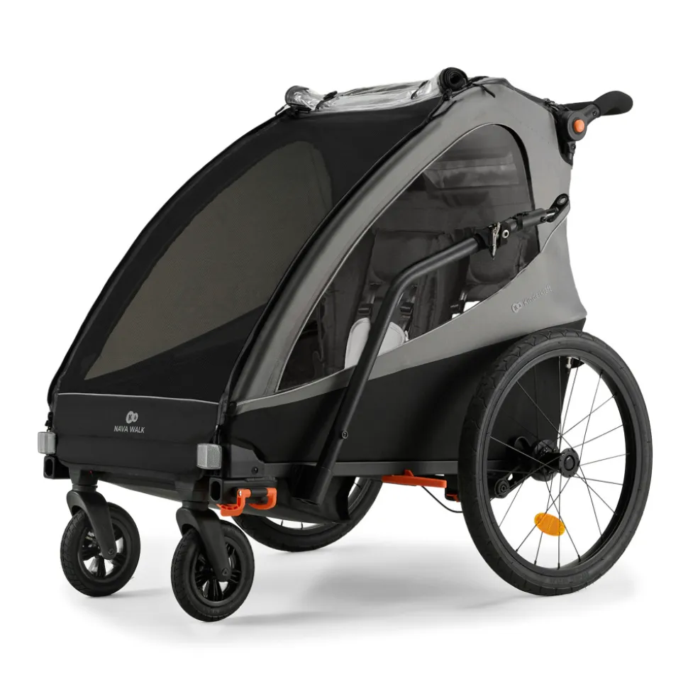 Remorque vélo enfant 2en1 nava walk gris