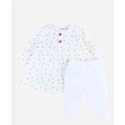 Robe legging fleurs blanc 18 mois