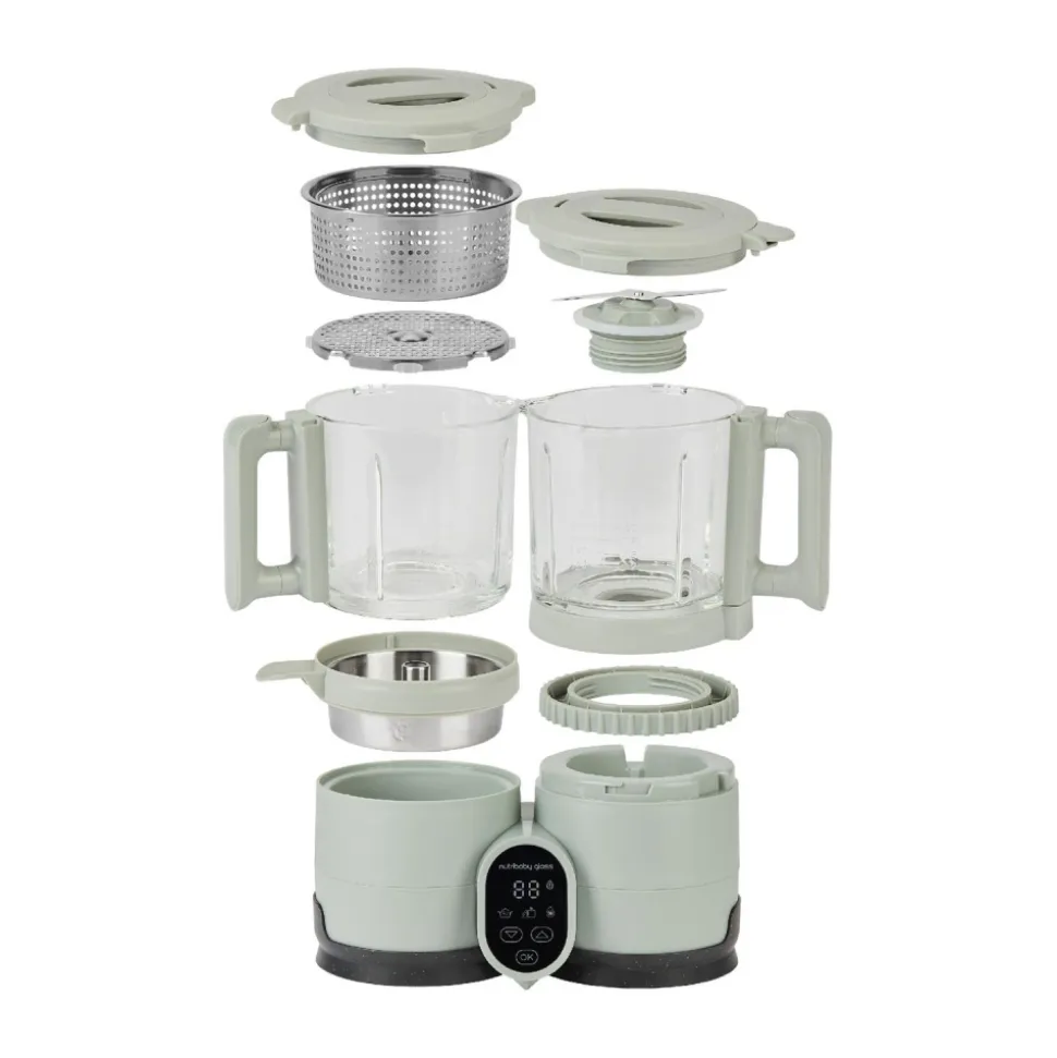 Robot cuiseur bébé nutribaby glass celadon green avec 2 babybols 250 ml