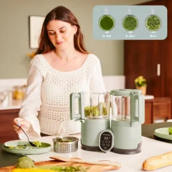 Robot cuiseur bébé nutribaby glass celadon green avec 2 babybols 250 ml