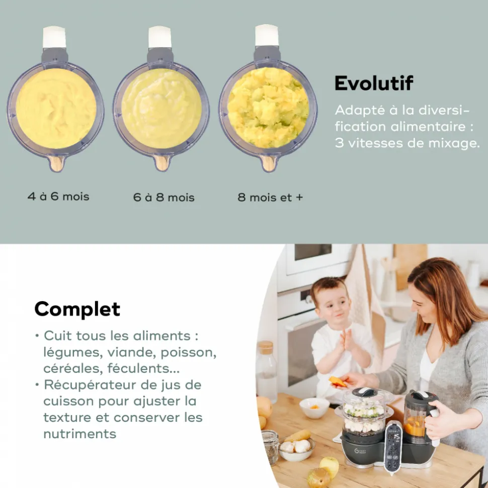 Robot de cuisine nutribaby+ industrial grey