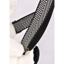 Sac bandoulière ours en peluche 30 cm black & white