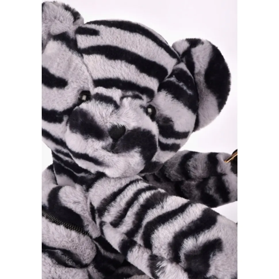 Sac bandoulière ours en peluche 30 cm zébré