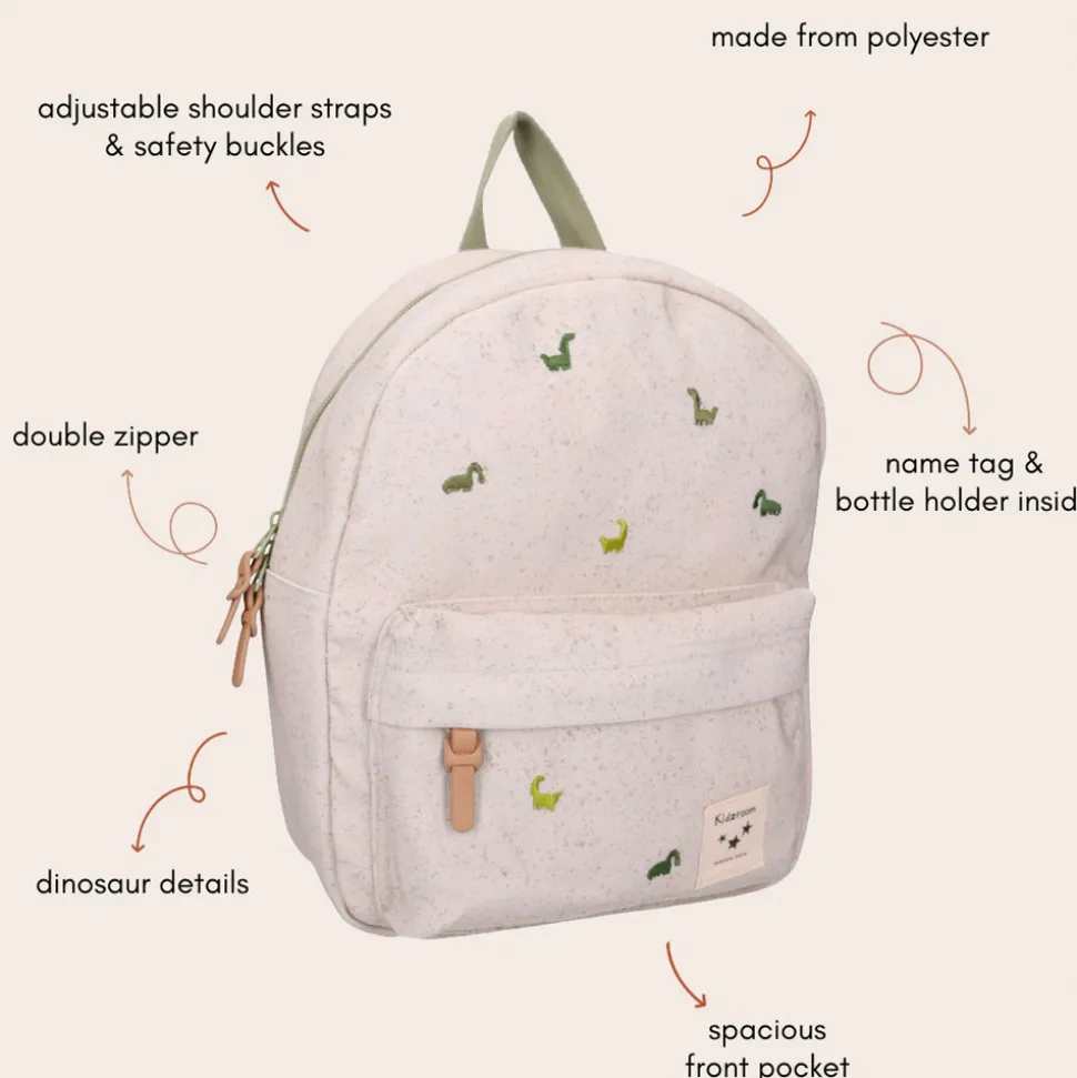 Sac à dos enfant dinosaures beige 31 cm