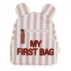 Sac à dos enfant my first bag à rayures nude et terracotta