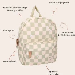 Sac à dos enfant pâquerettes beige/vert 31 cm