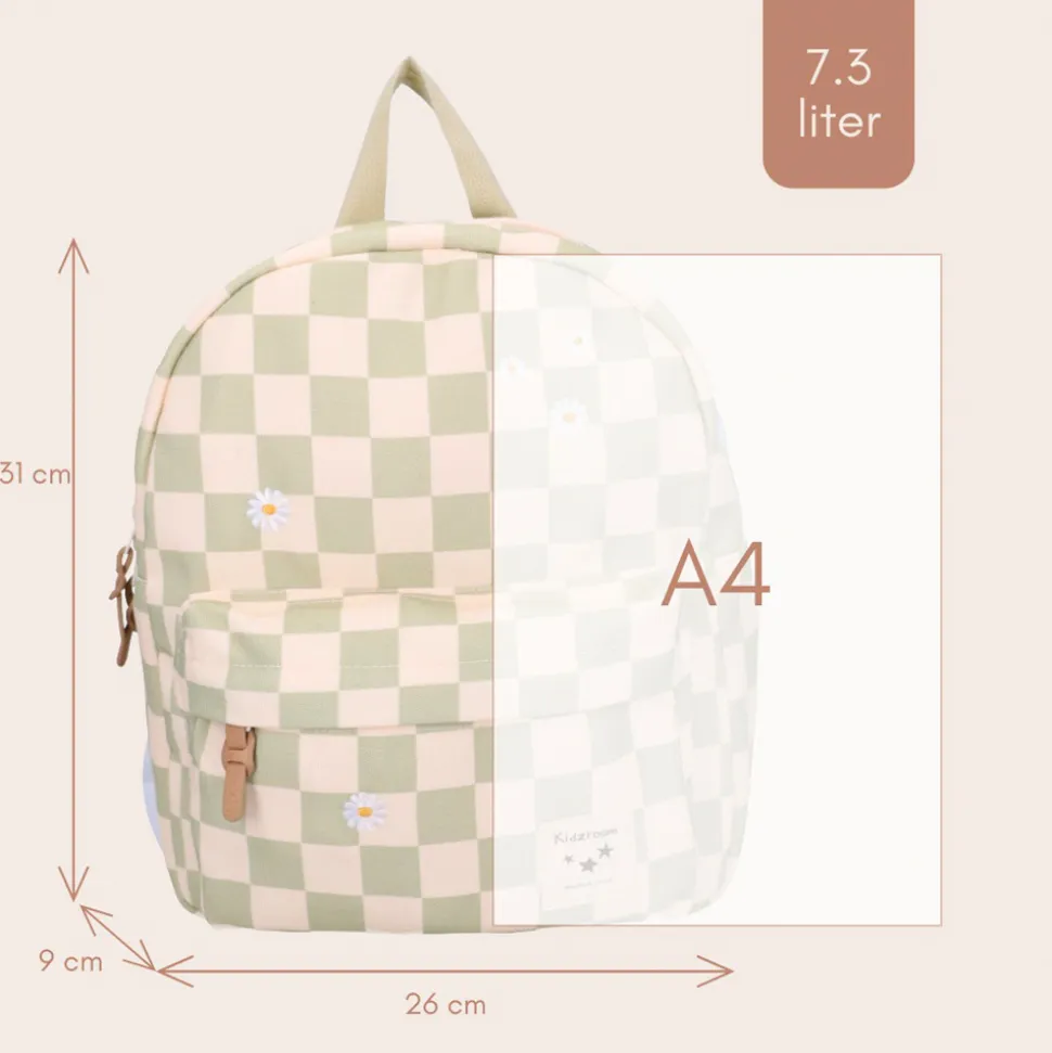 Sac à dos enfant pâquerettes beige/vert 31 cm