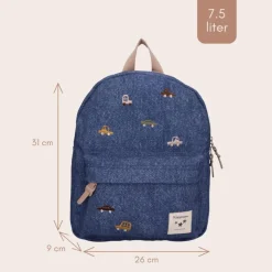 Sac à dos enfant véhicules bleu denim 31 cm