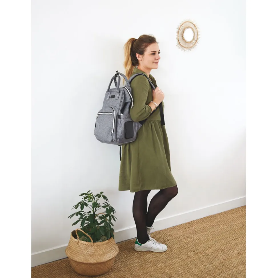Sac à dos à langer gris