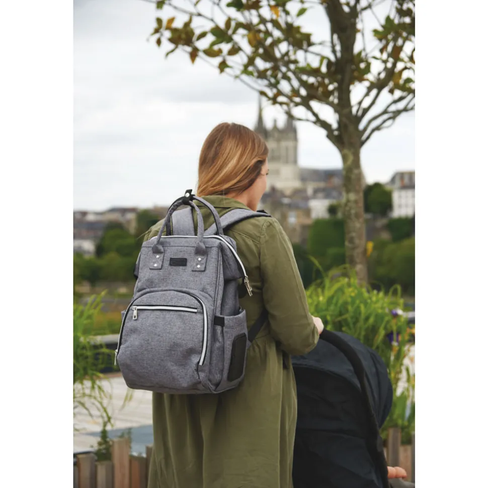 Sac à dos à langer gris