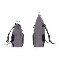 Sac à dos à langer rolltop tokio mélange gris