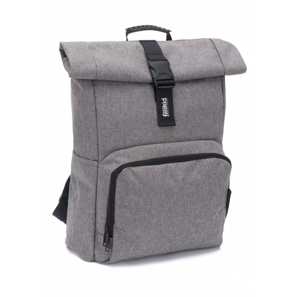 Sac à dos à langer rolltop tokio mélange gris