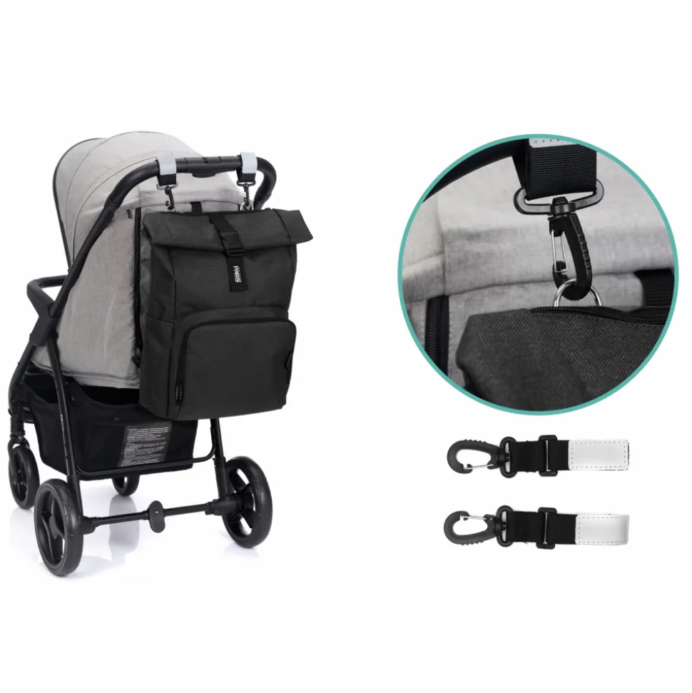 Sac à dos à langer rolltop tokio mélange noir