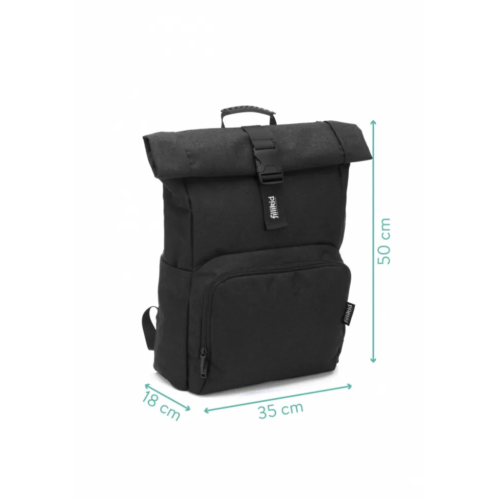 Sac à dos à langer rolltop tokio mélange noir