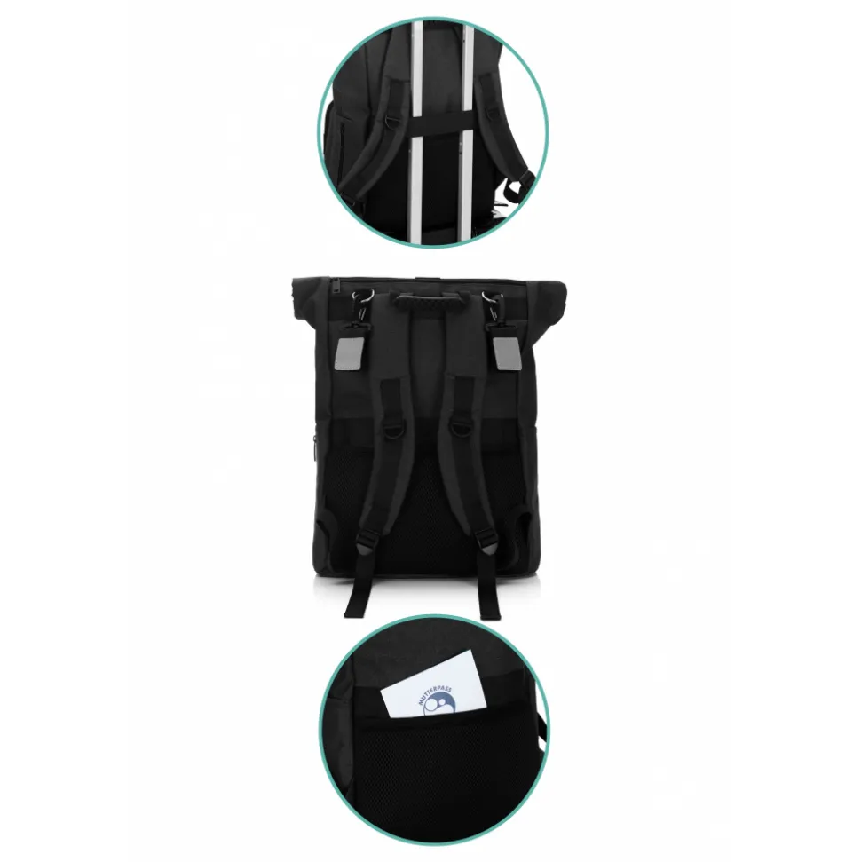 Sac à dos à langer rolltop tokio mélange noir