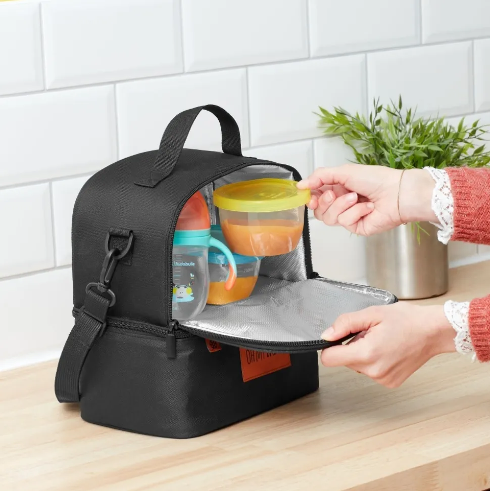 Sac isotherme repas 2 compartiments noir