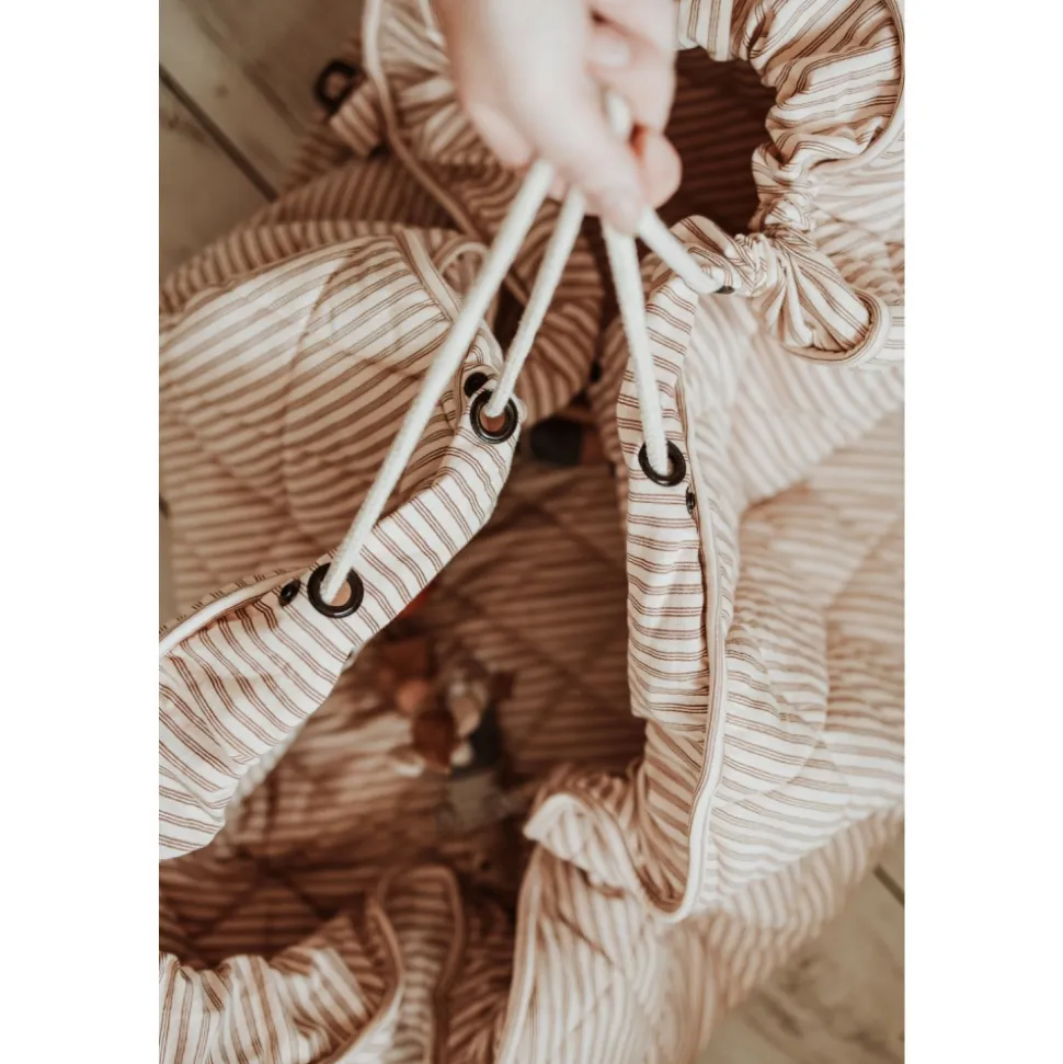 Sac à jouets / tapis d'éveil 2 en 1 en coton bio soft brown stripes