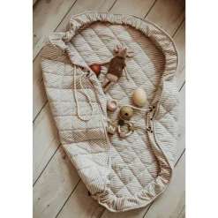 Sac à jouets / tapis d'éveil 2 en 1 en coton bio soft blue stripes