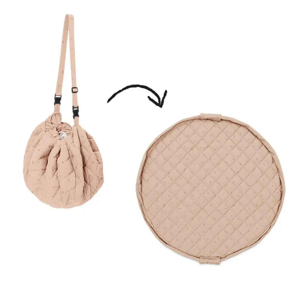 Sac à jouets / tapis d'éveil 2 en 1 en coton bio fleuri