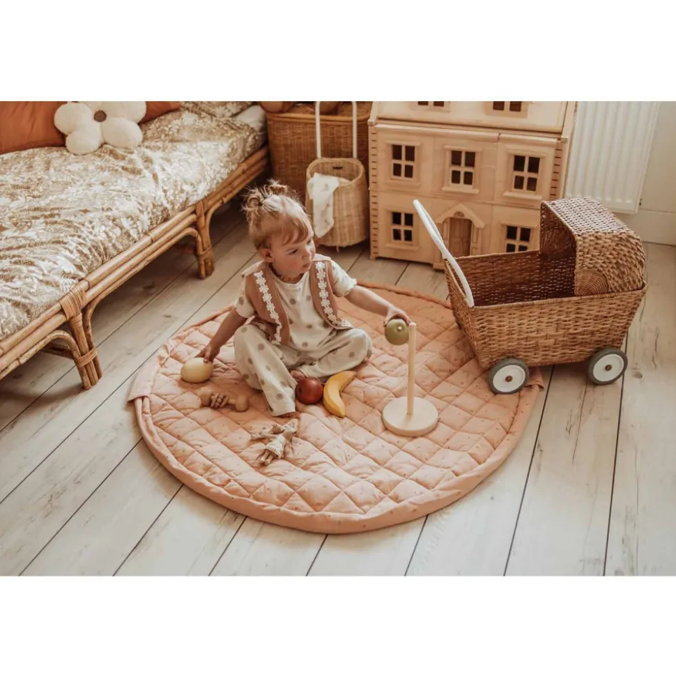 Sac à jouets / tapis d'éveil 2 en 1 en coton bio fleuri