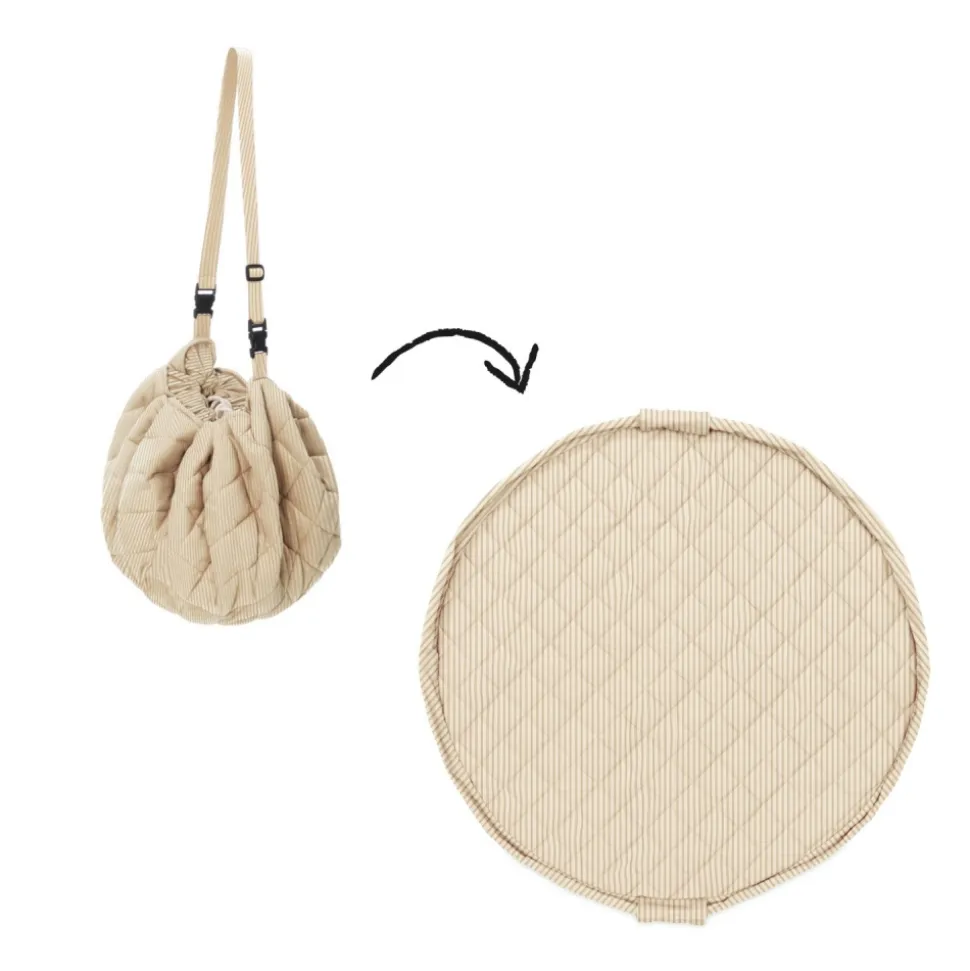 Sac à jouets / tapis d'éveil 2 en 1 noomad soft brown stripes