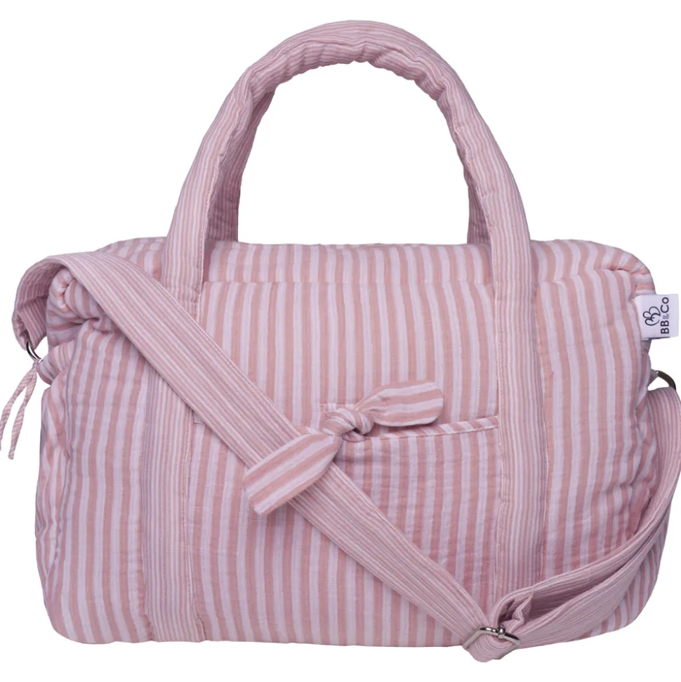 Sac à langer en gaze de coton rayé vieux rose