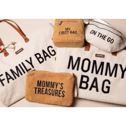 Sac à langer family bag teddy bouclette écru