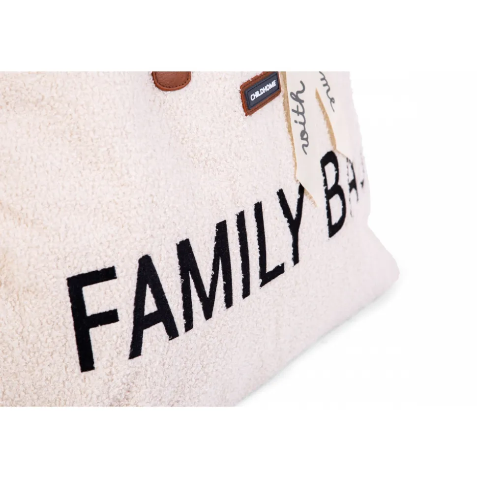 Sac à langer family bag teddy bouclette écru