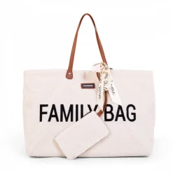 Sac à langer family bag teddy bouclette écru