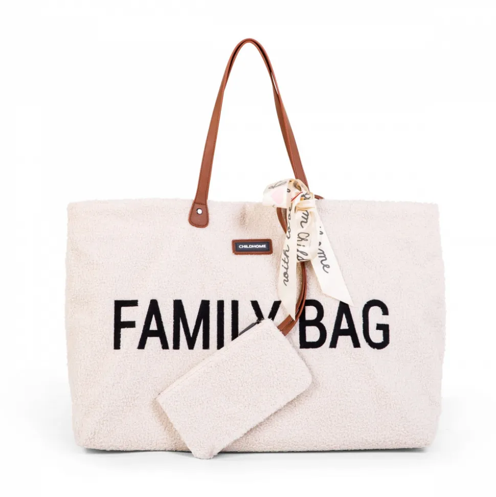 Sac à langer family bag teddy bouclette écru