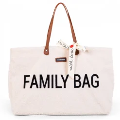 Sac à langer family bag teddy bouclette écru