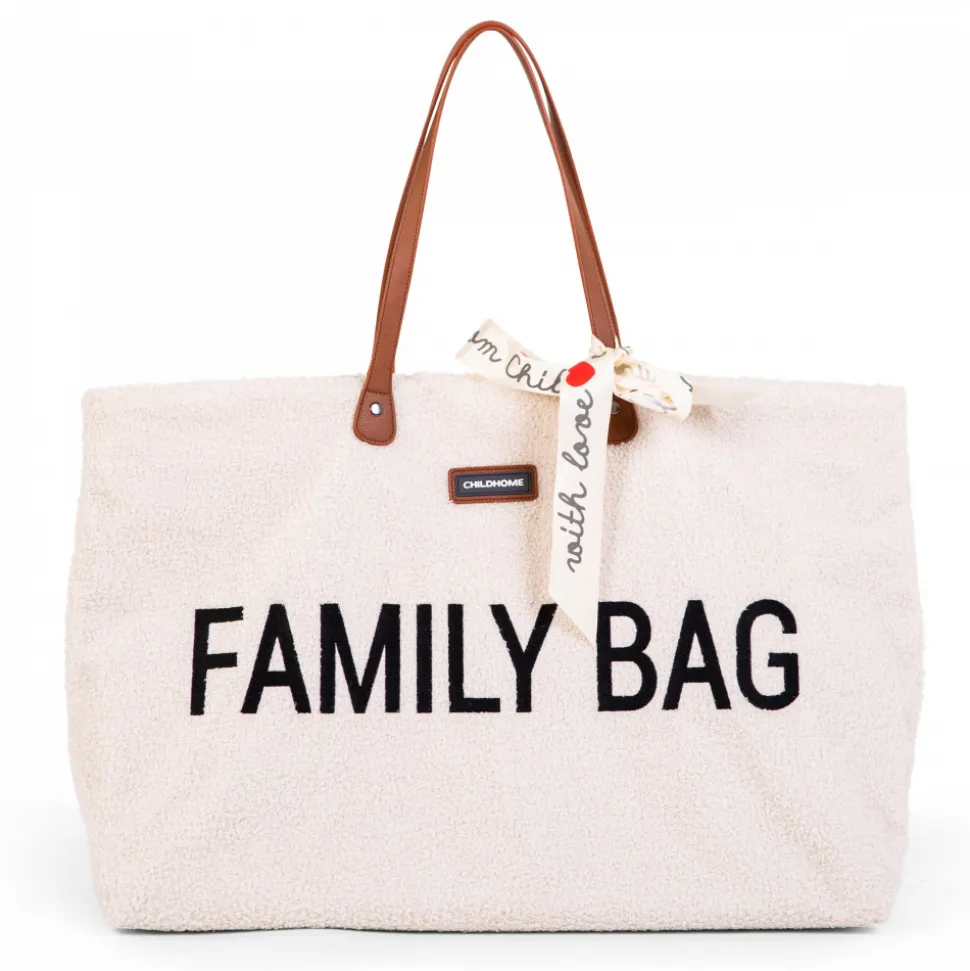 Sac à langer family bag teddy bouclette écru