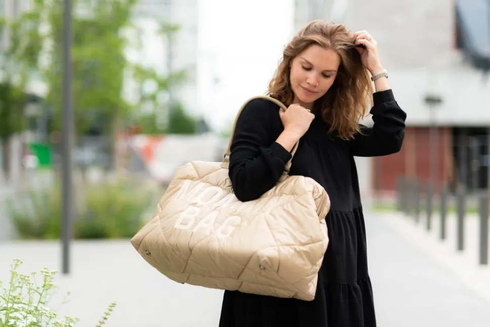 Sac à langer mommy bag matelassé beige