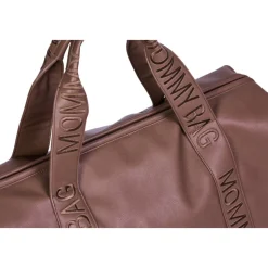 Sac à langer mommy bag signature simili cuir marron foncé