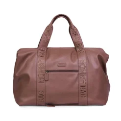 Sac à langer mommy bag signature simili cuir marron foncé
