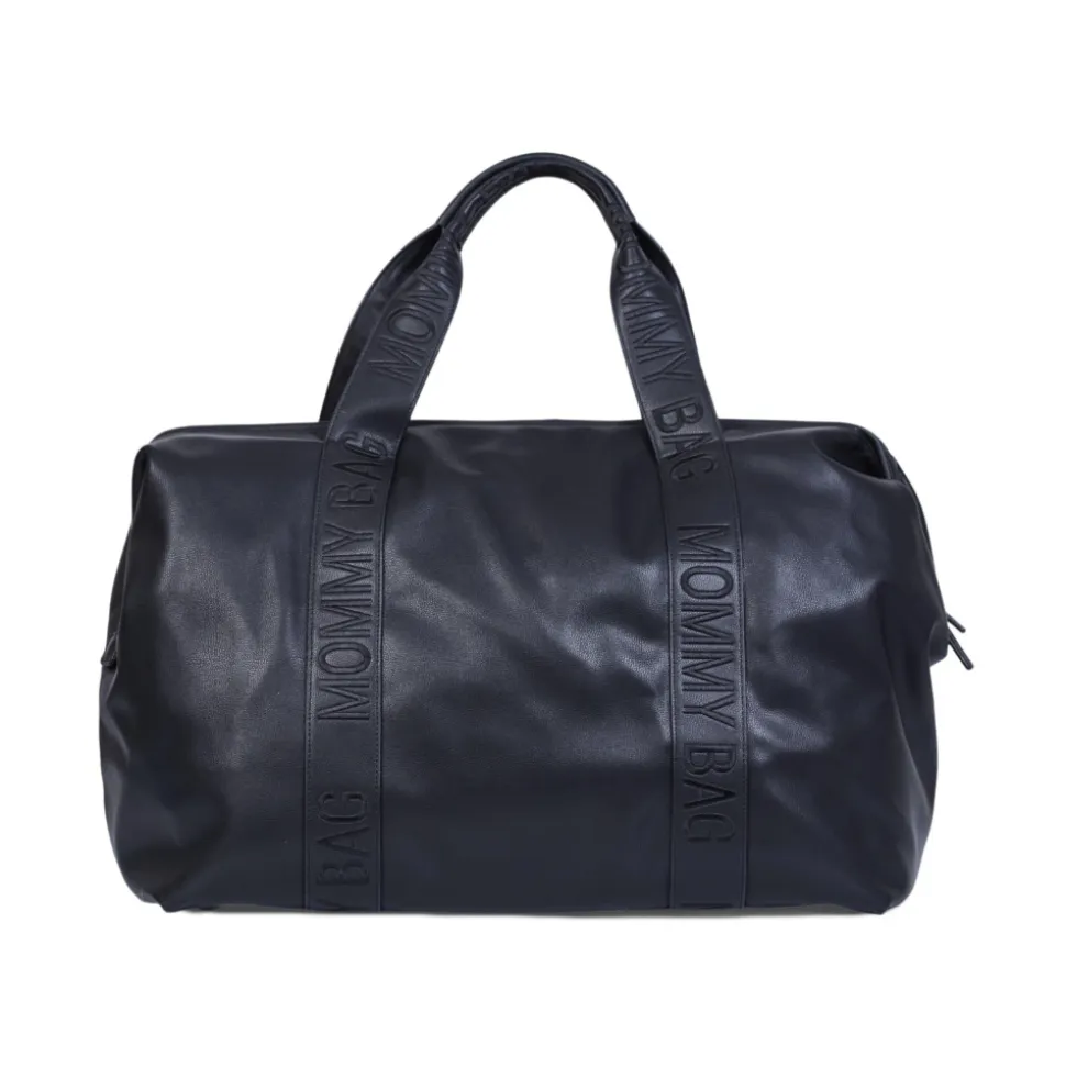 Sac à langer mommy bag signature simili cuir noir
