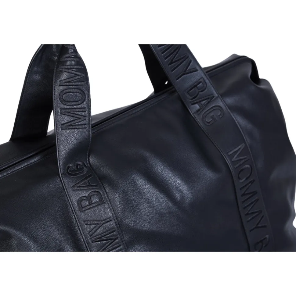 Sac à langer mommy bag signature simili cuir noir